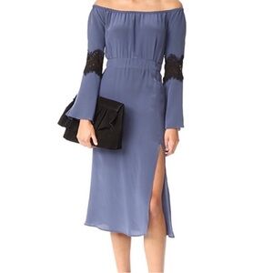 STONE COLD FOX Nicholson Silk & Lace Off The Shoulder Boho Midi Dress, Size 1 S